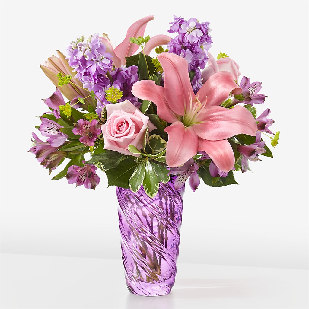 Precious Petals Bouquet with Luxe Swirl Vase – Bloom By Tommy, Union NJ