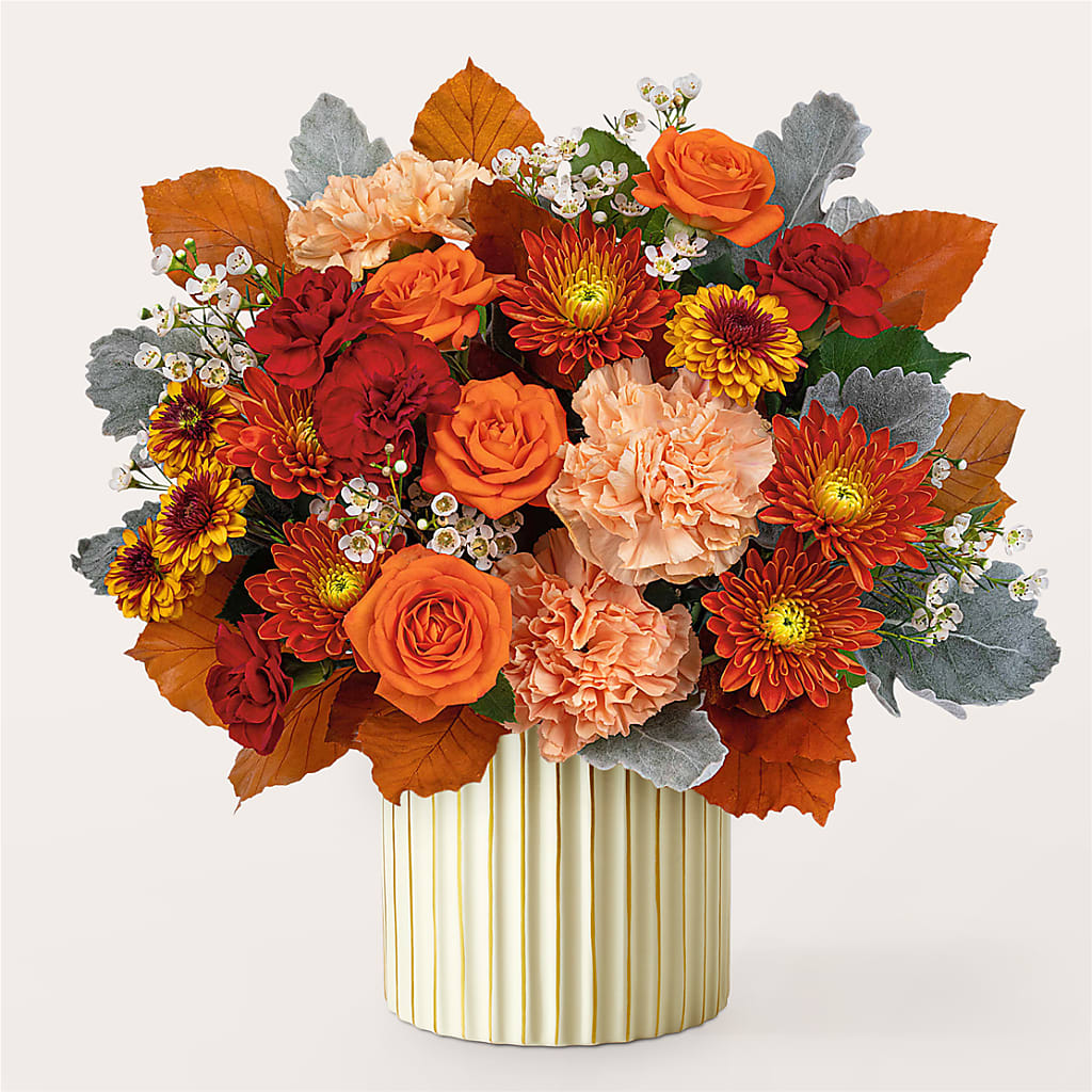 Merlot Bouquet with Ivory Vase –  Bloom By Tommy, Union NJ